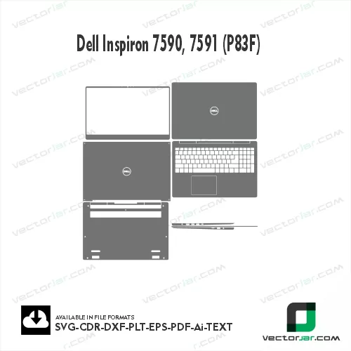 Dell Inspiron 7590, 7591 (P83F) Skin Vector Template file skin die cut layout