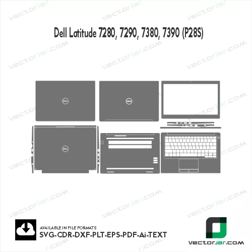 Dell Latitude 7280, 7290, 7380, 7390 (P28S) Skin Vector Template file skin die cut layout