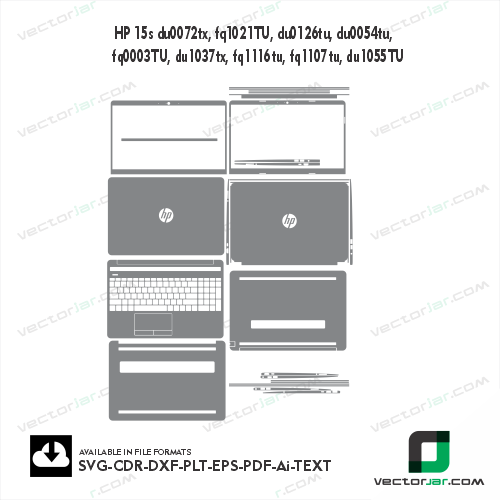 HP 15s Du0072tx, Fq1021TU, Du0126tu, Du0054tu, Fq0003TU, Du1037tx, Fq1116tu, Fq1107tu, Du1055TU Skin Vector Template file skin die cut layout
