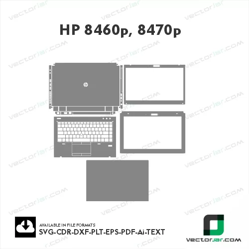 HP 8460p, 8470p Skin Vector Template file skin die cut layout