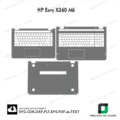 HP Envy X360 M6 Skin Vector Template file skin die cut layout