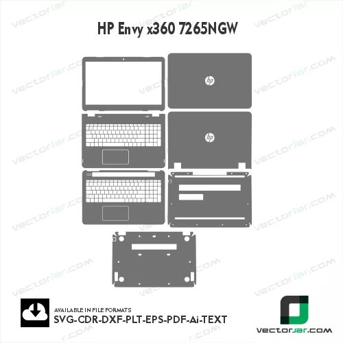 HP Envy X360 7265NGW Skin Vector Template file skin die cut layout