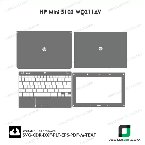 HP Mini 5103 WQ211AV Skin Vector Template file skin die cut layout