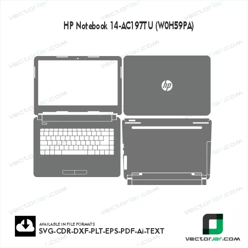HP Notebook 14-AC197TU (W0H59PA) Skin Vector Template