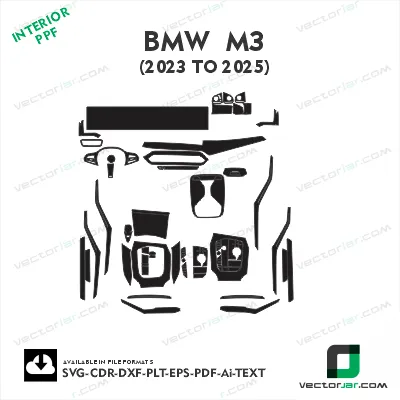 BMW M3 2023-2025 interior ppf template cut vector