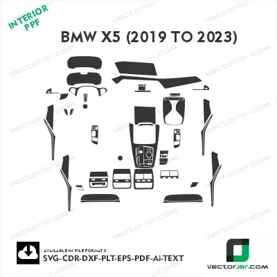 BMW X5 2019-2023 interior ppf template cut vector