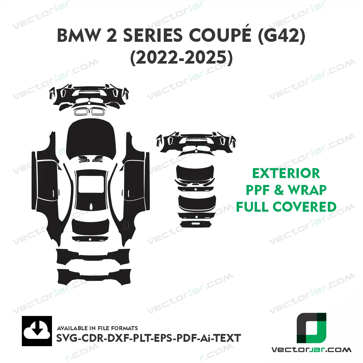 BMW 2 Series Coupé (G42) 2022-2025 Exterior PPF Template vector