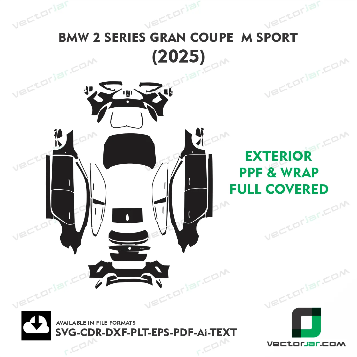 BMW 2 Series Gran Coupe M Sport 2025 Exterior PPF template vector