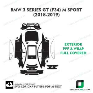 BMW 3 Series GT (F34) M Sport 2018-2019 Exterior PPF Template