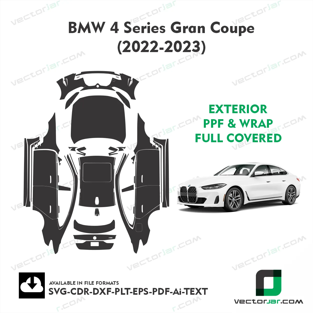 BMW 4 Series Gran Coupe 2022-2023 Exterior PPF Template vector