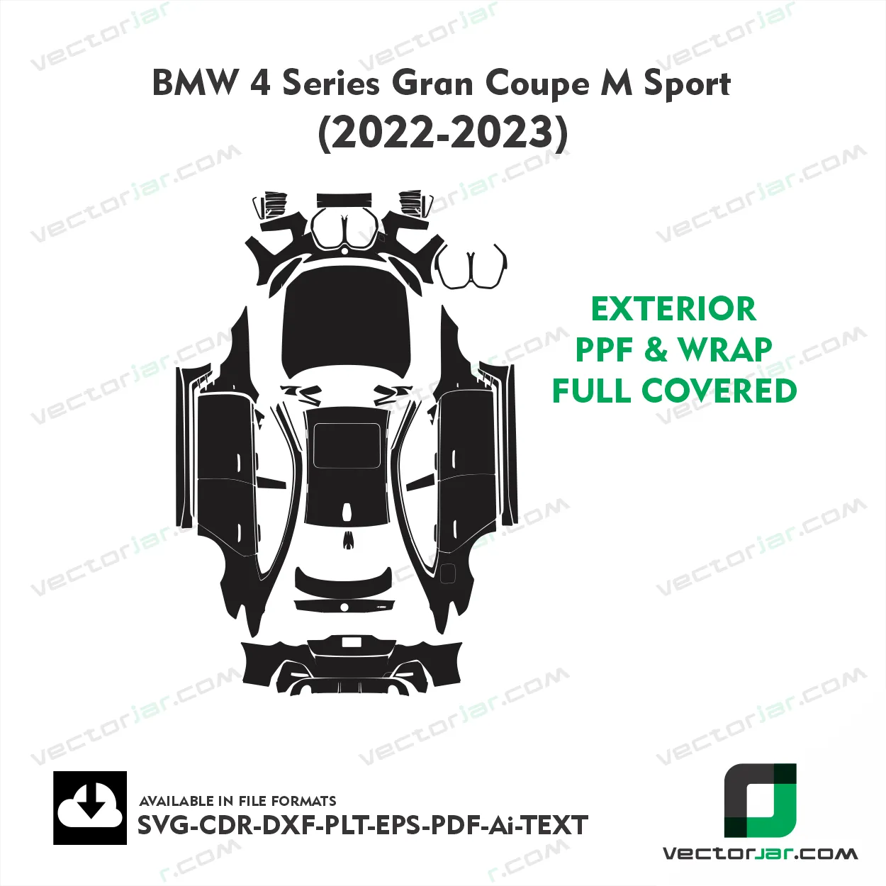 BMW 4 Series Gran Coupe M Sport 2022-2023 Exterior PPF Template vector