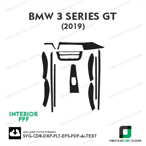 BMW 3 Series GT 2019 nterior PPF and wrap template vector cut
