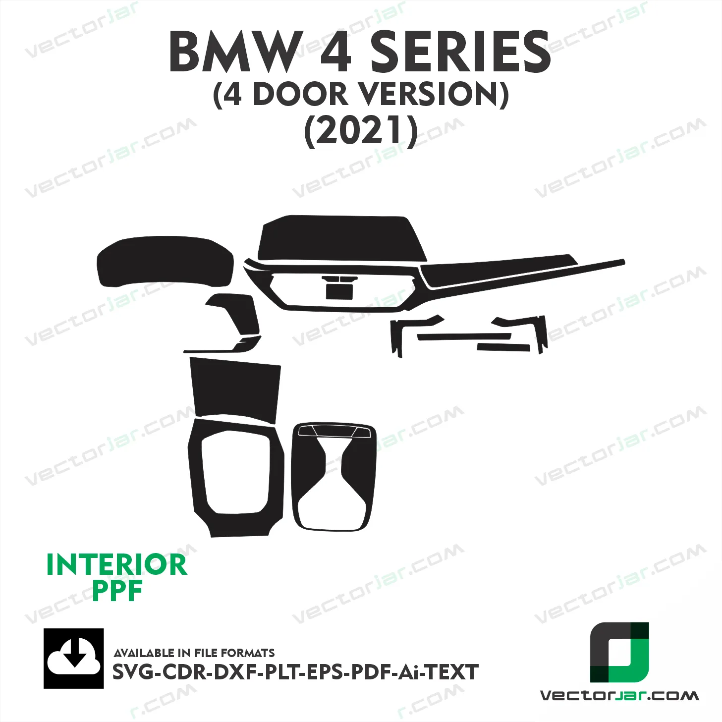 BMW 4 Series 4-Door Version 2021 interior PPF and wrap template