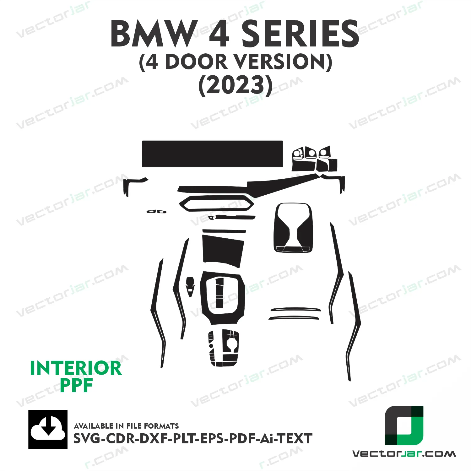BMW 4 Series 4r-Door Version 2023 interior PPF and wrap template