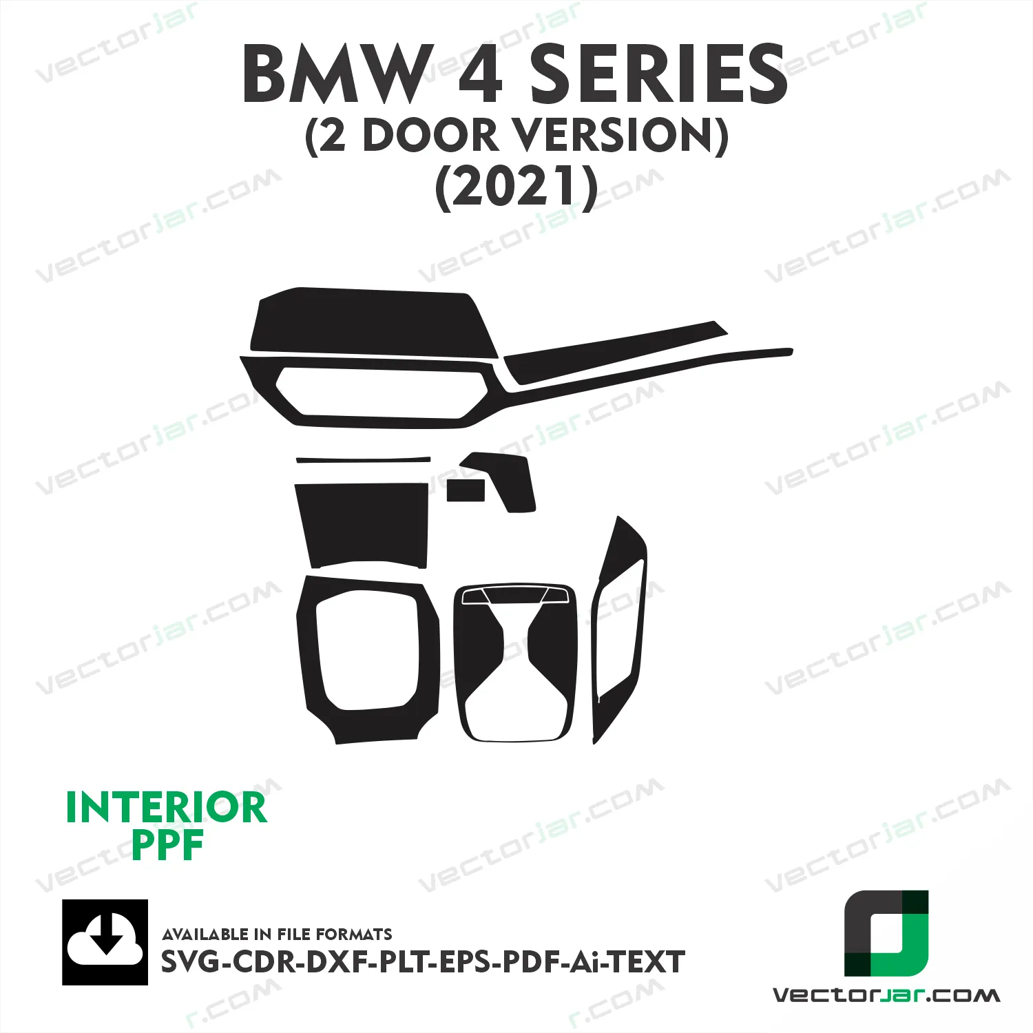 BMW 4 Series 2-Door Version 2021 interior PPF and wrap template