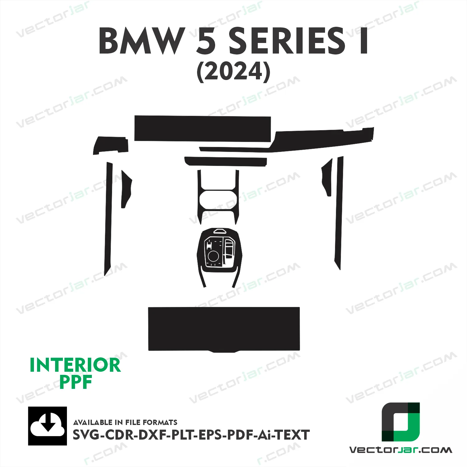 BMW 5 Series i 2024 interior PPF and wrap template