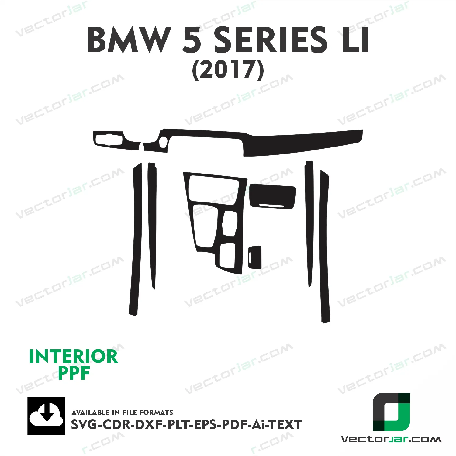 BMW 5 Series Li 2017 interior PPF and wrap template