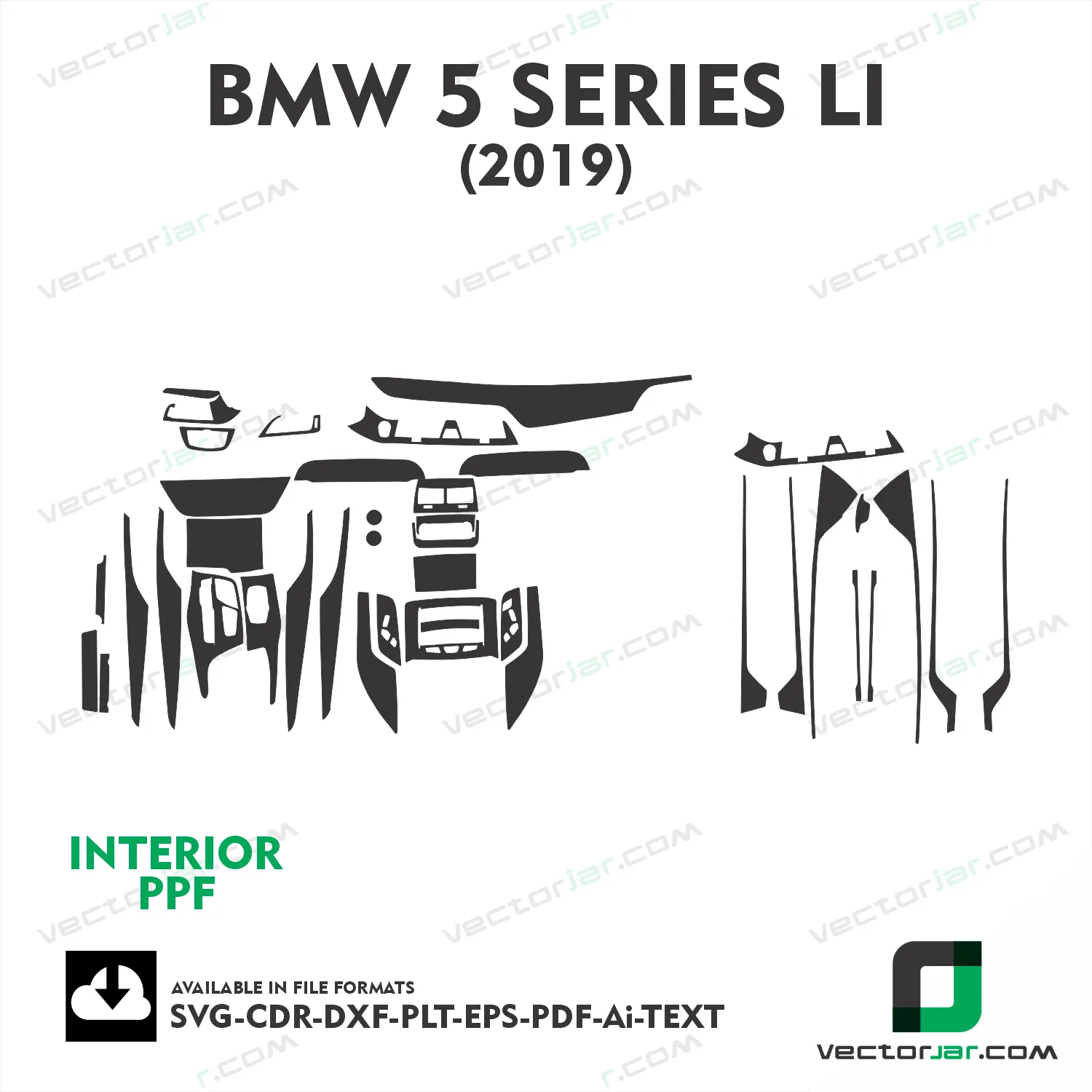 BMW 5 Series Li 2019 interior PPF and wrap template