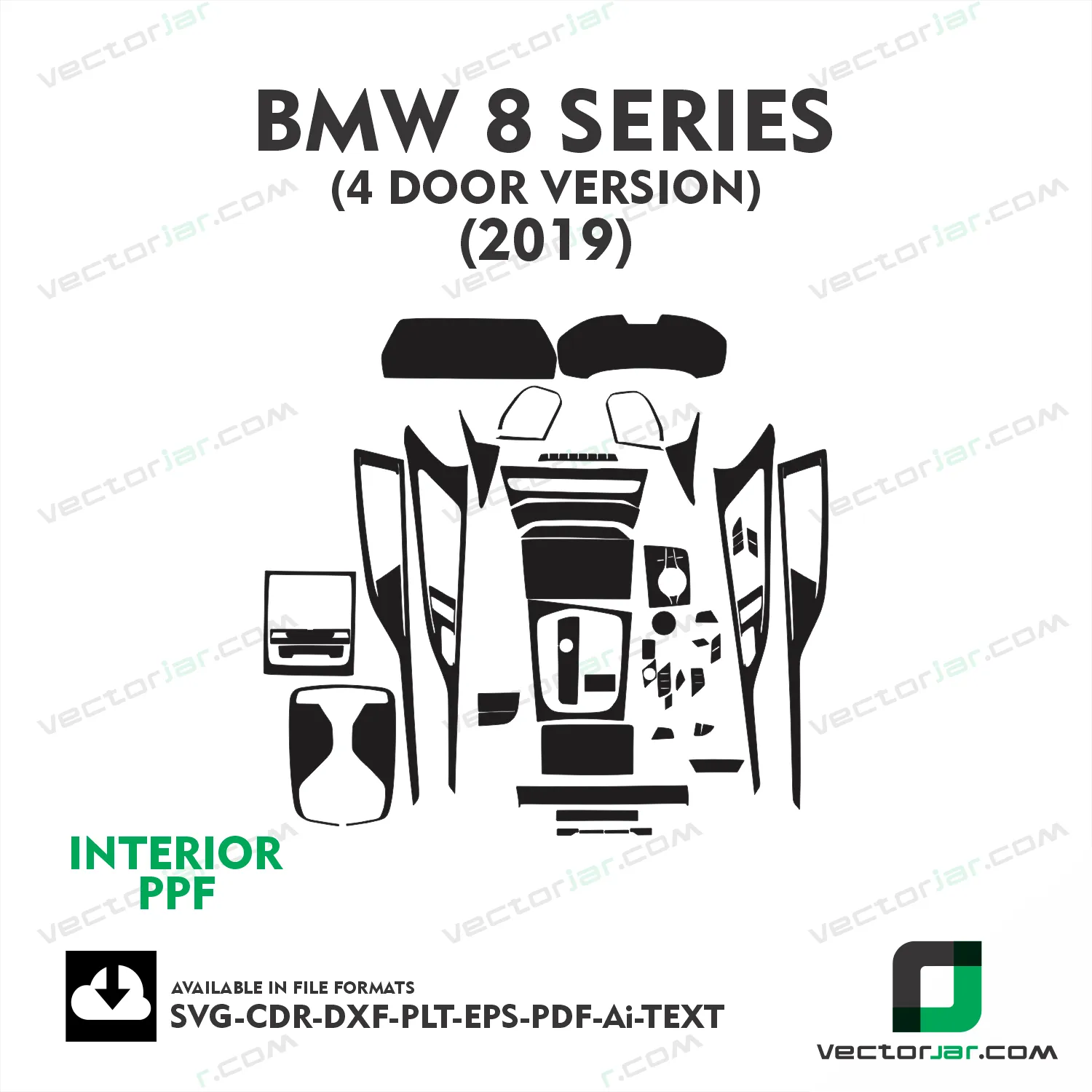 BMW 8 Series 4-door Version 2019 interior PPF and wrap template
