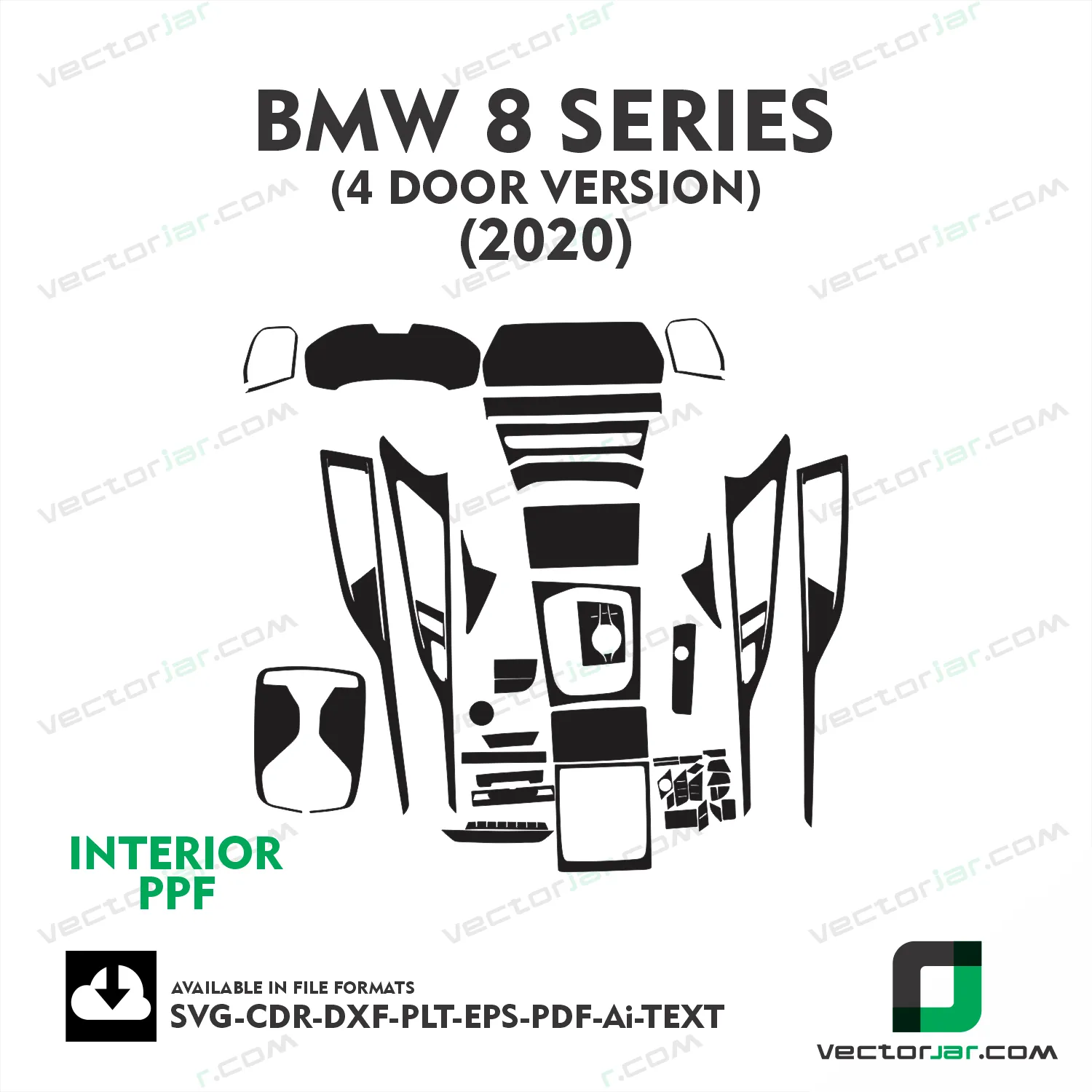 BMW 8 Series 4-Door Version 2020 interior PPF and wrap template