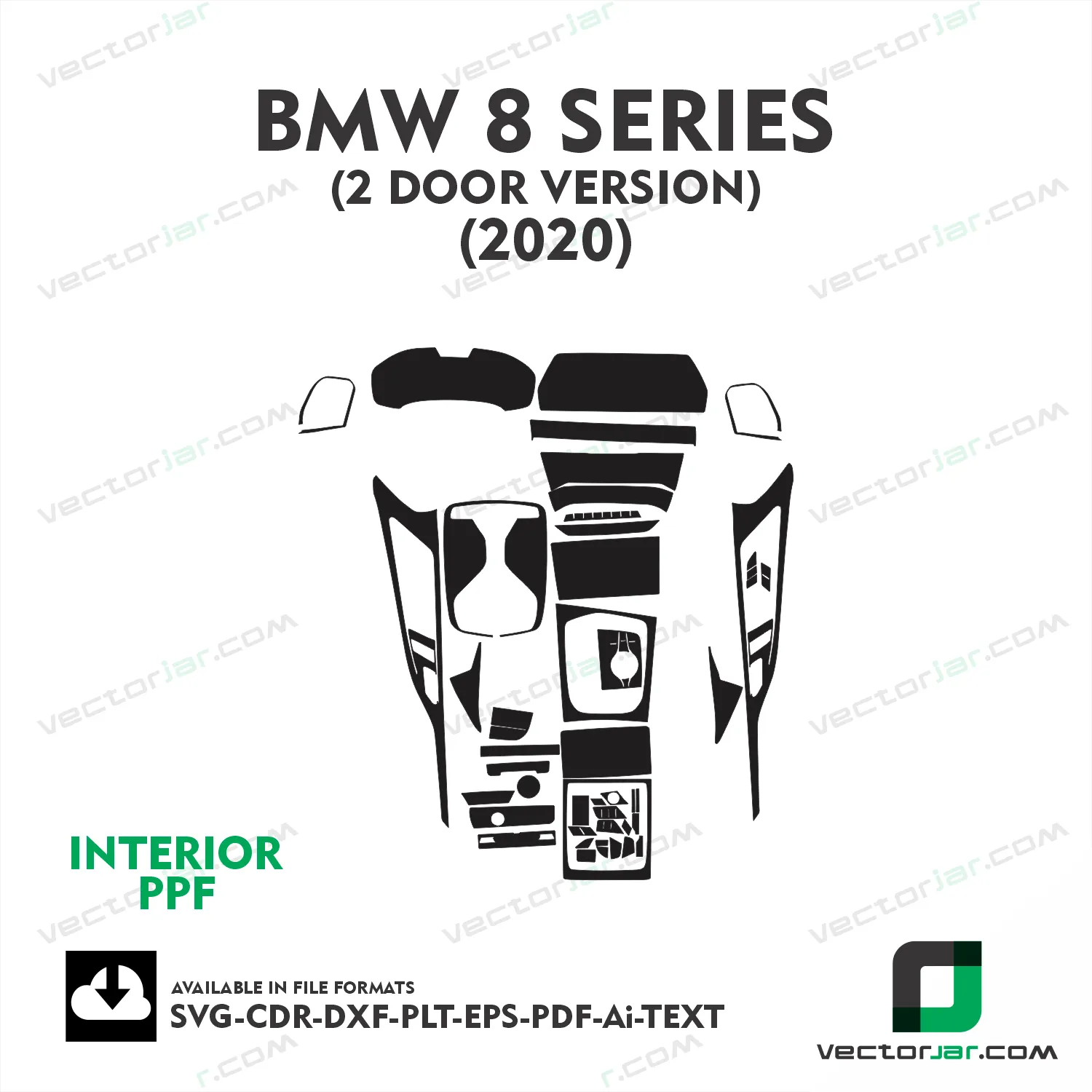 BMW 8 series 2-Door Version 2020 interior PPF and wrap template