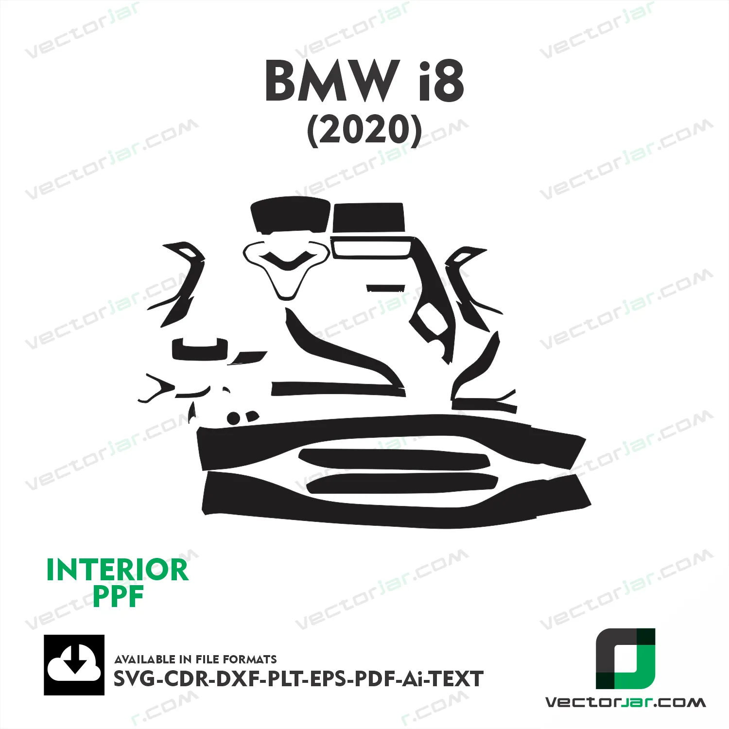 BMW i8 2020 interior PPF and wrap template