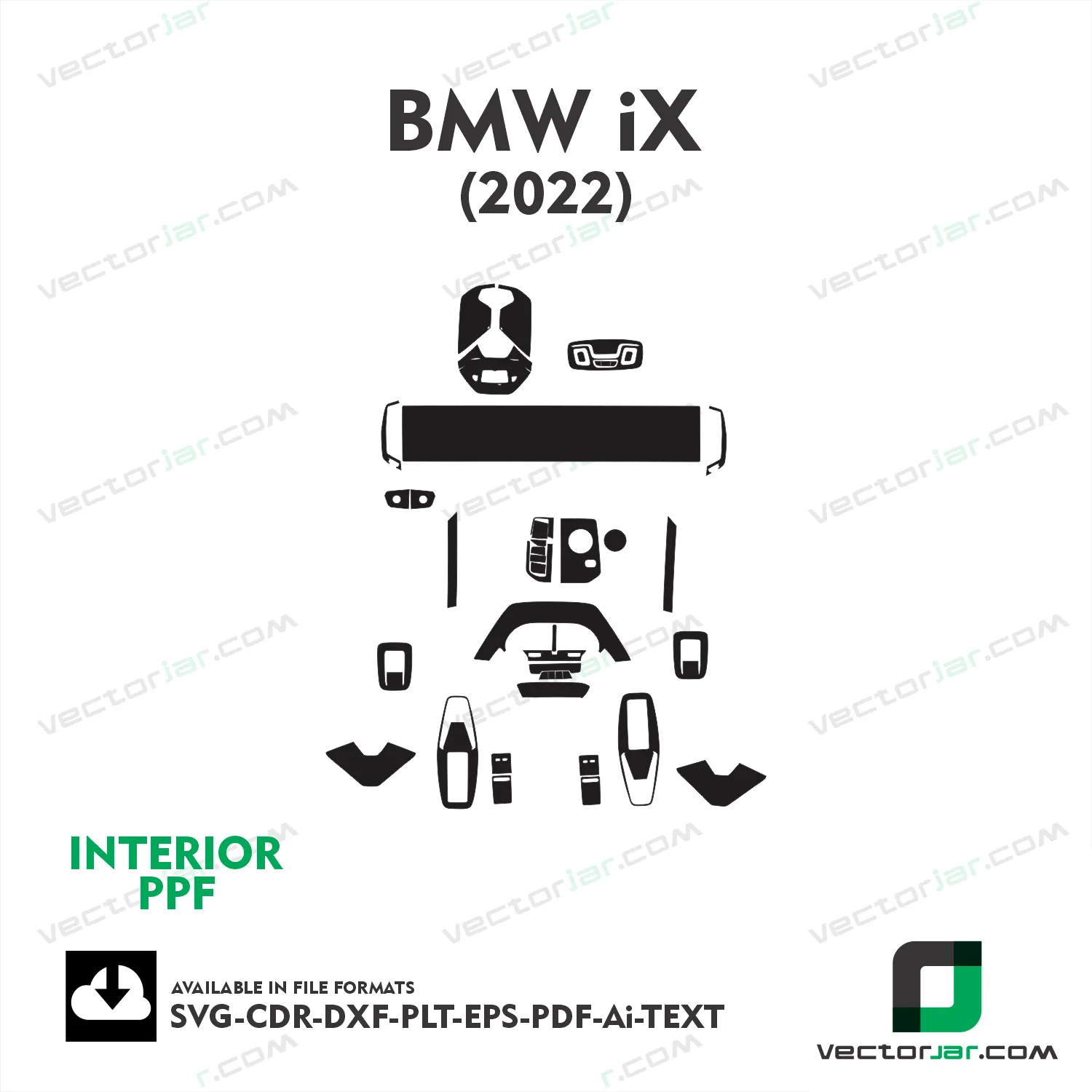 BMW iX 2022 interior PPF and wrap template