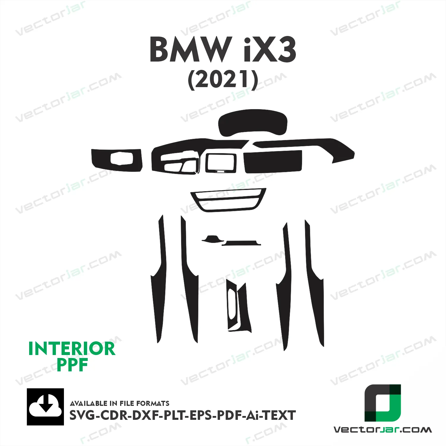 BMW iX3 2021 interior PPF and wrap template