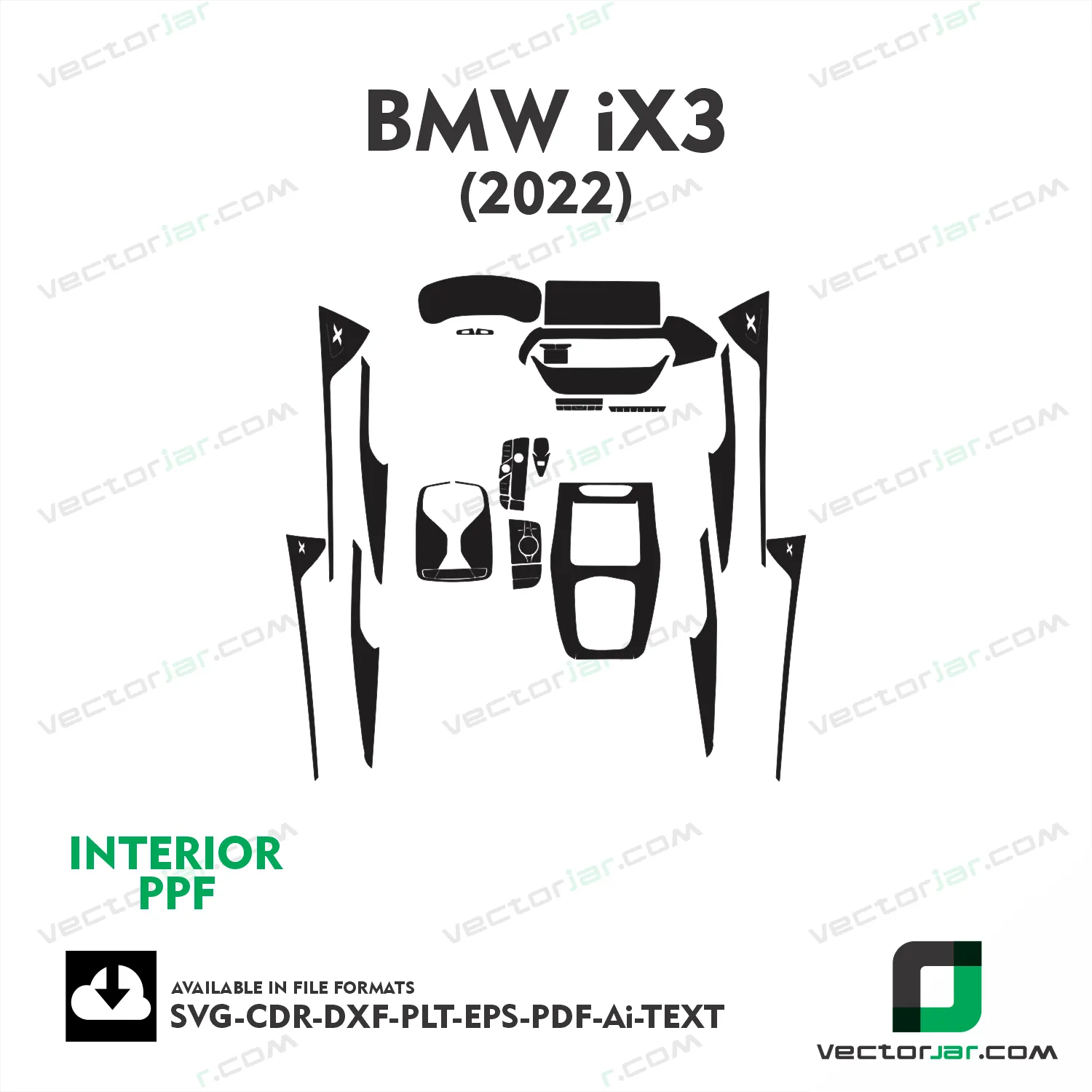 BMW iX3 2022 interior PPF and wrap template