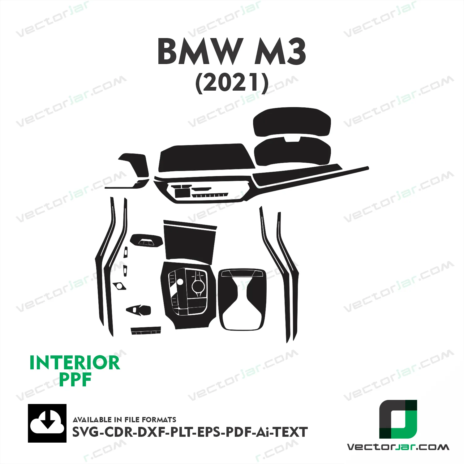 BMW M3 2021 interior PPF and wrap template