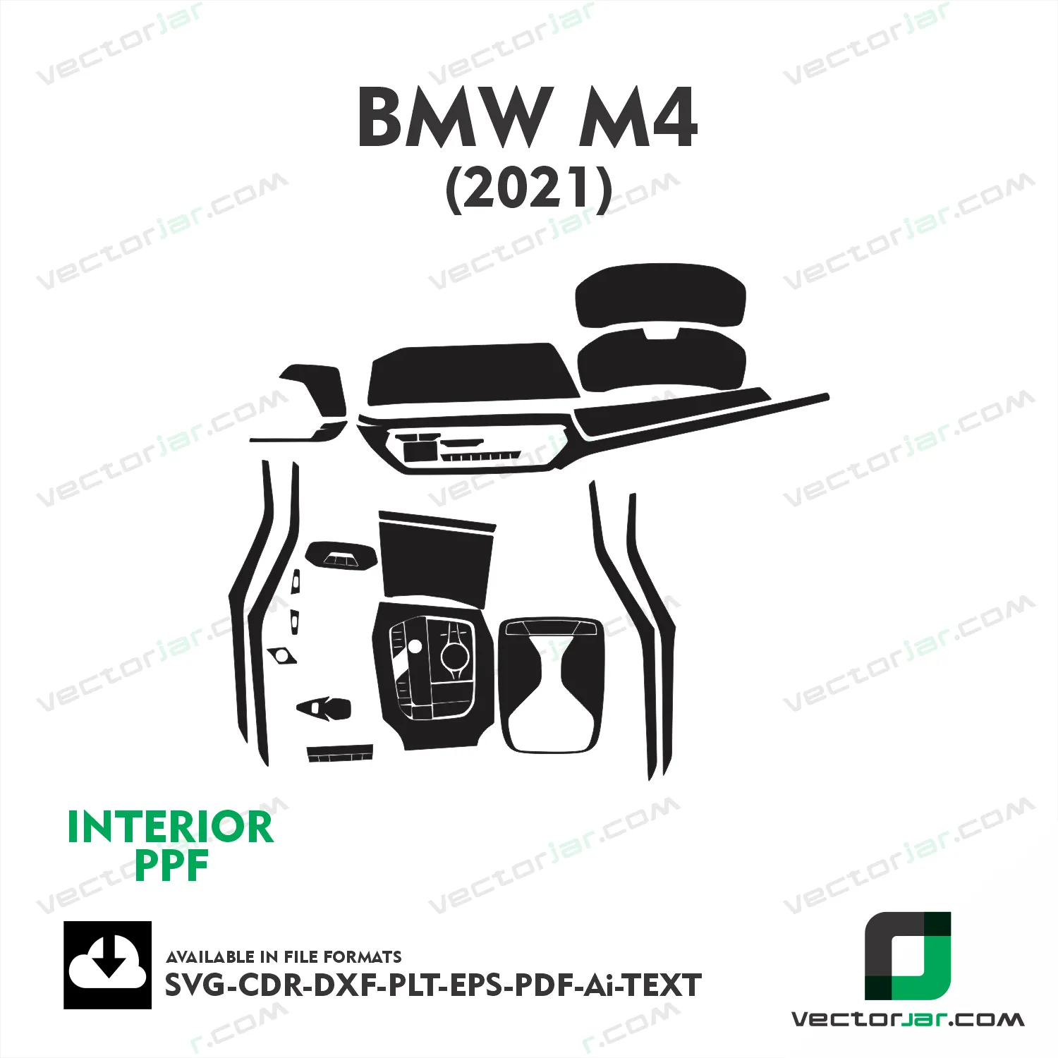 BMW M4 2021 interior PPF and wrap template
