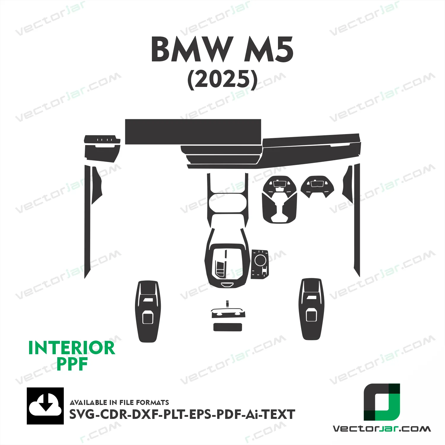 BMW M5 2025 interior PPF and wrap template