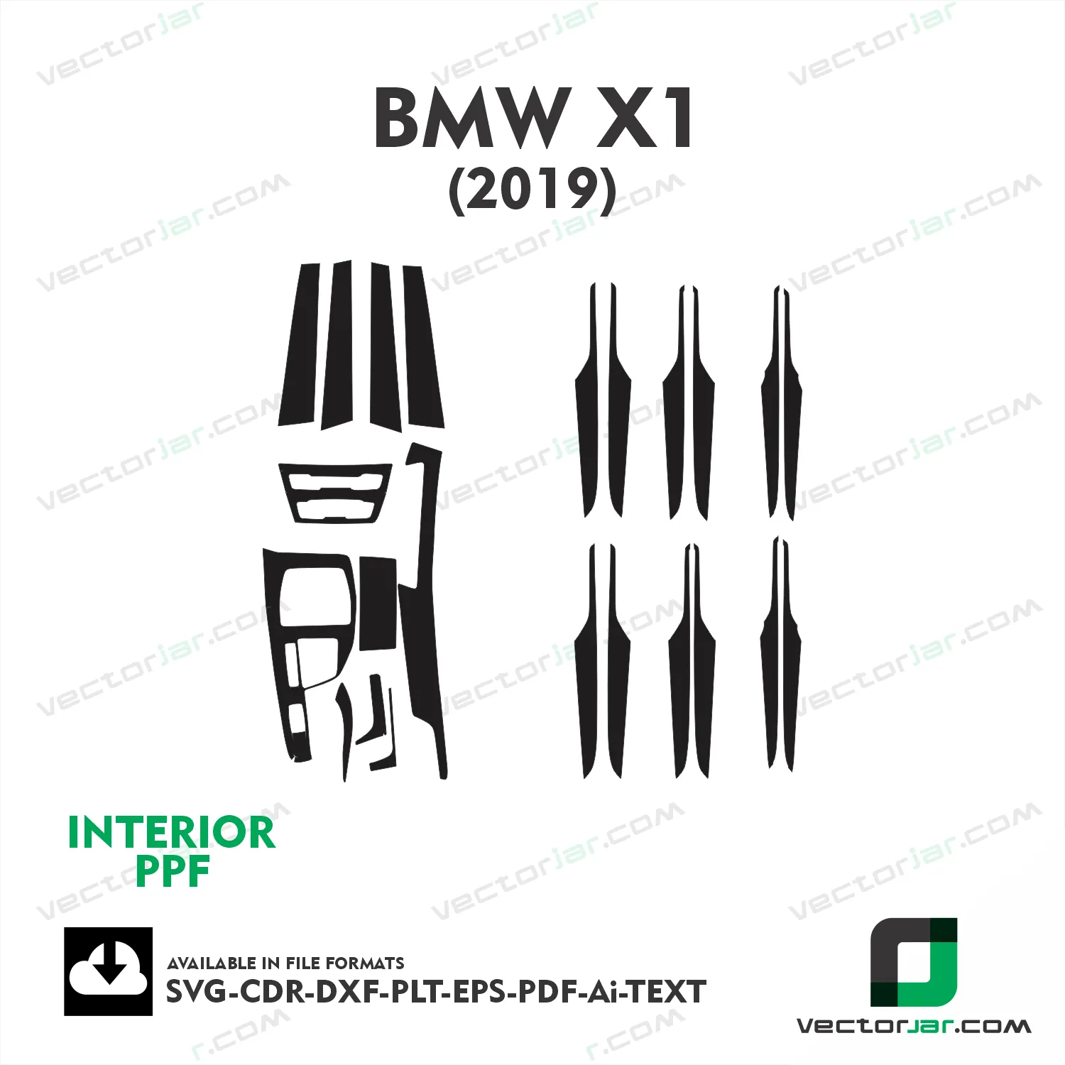 BMW X1 2019 interior PPF and wrap template