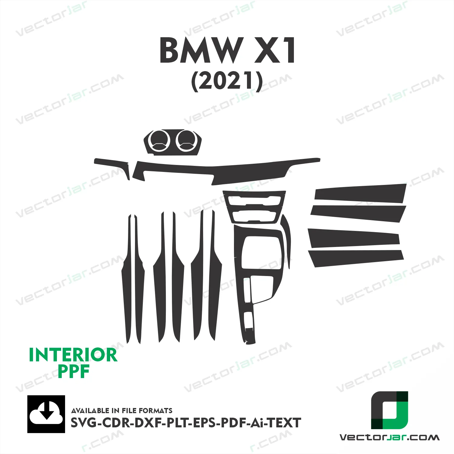 BMW X1 2021 interior PPF and wrap template