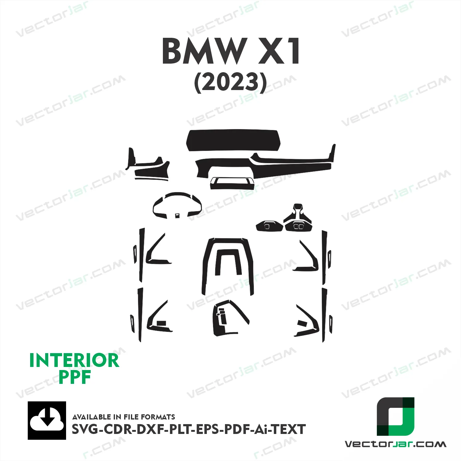 BMW X1 2023 interior PPF and wrap template