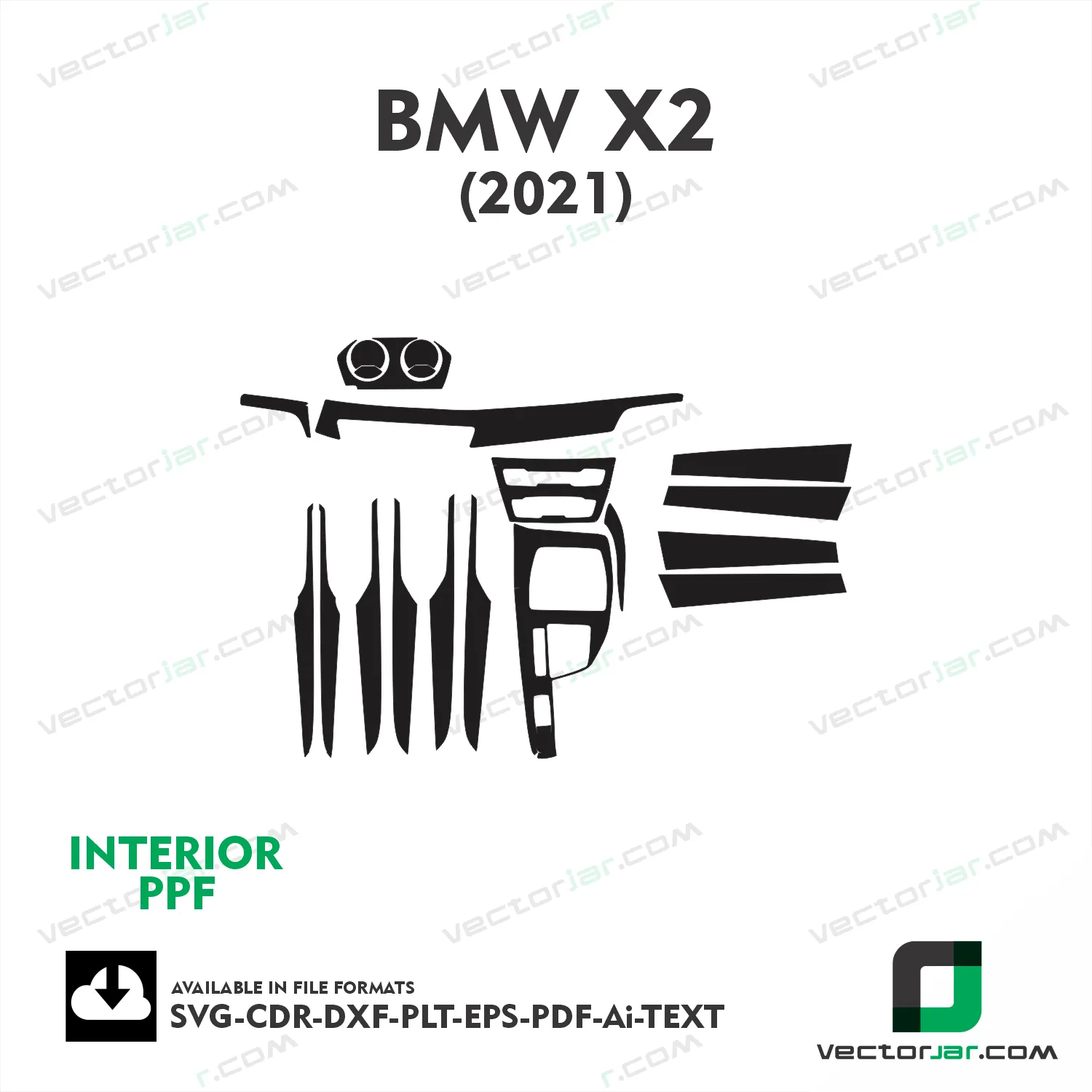 BMW X2 2021 interior PPF and wrap template