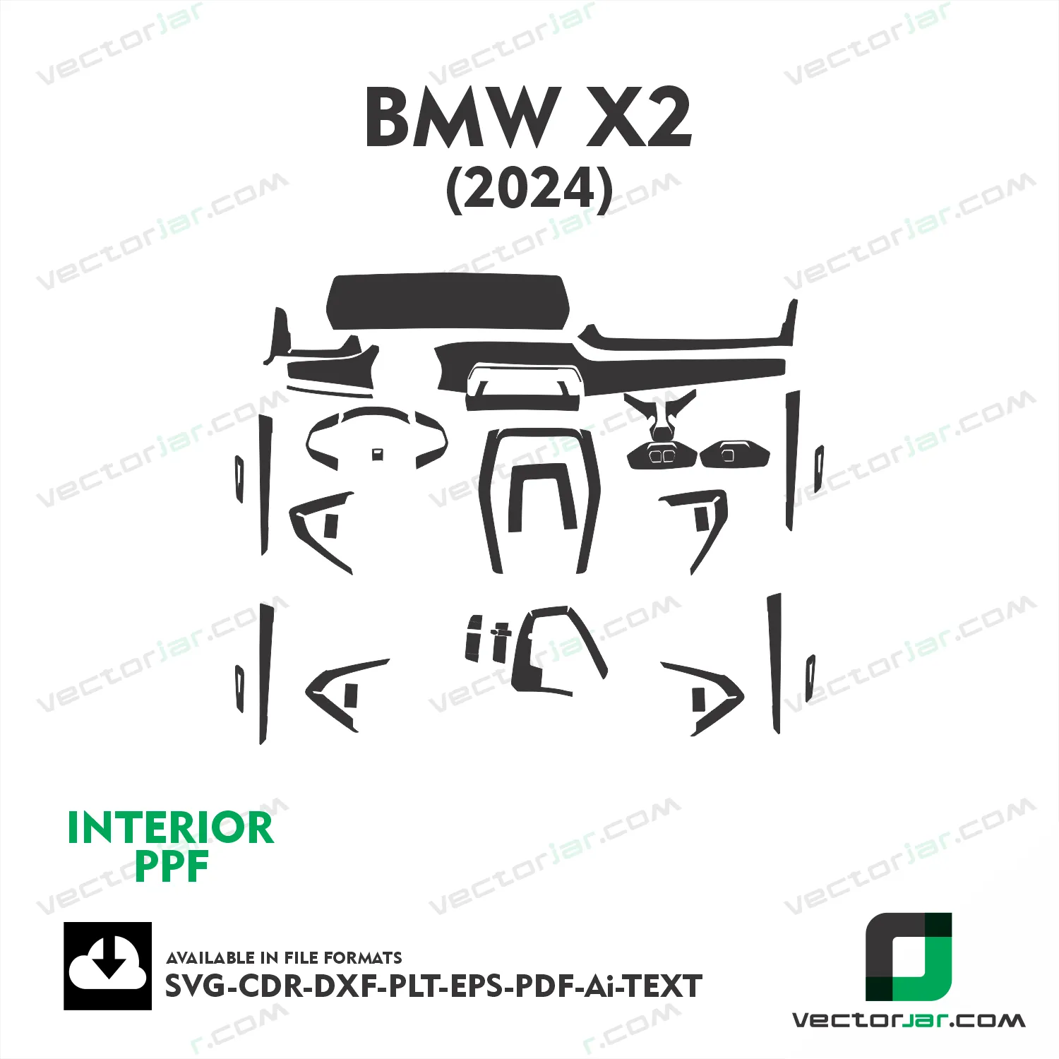 BMW X2 2024 interior PPF and wrap template