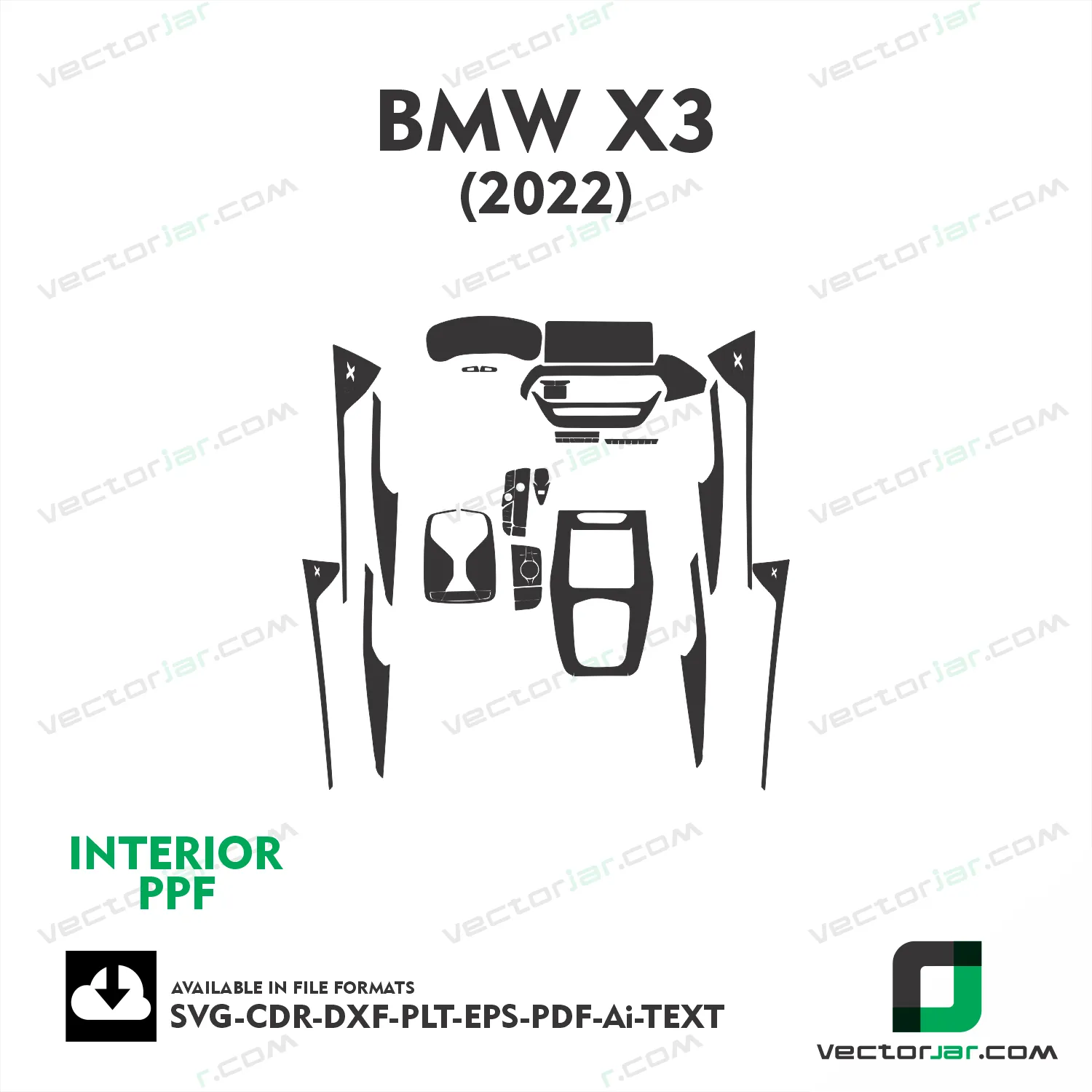 BMW X3 2022 interior PPF and wrap template