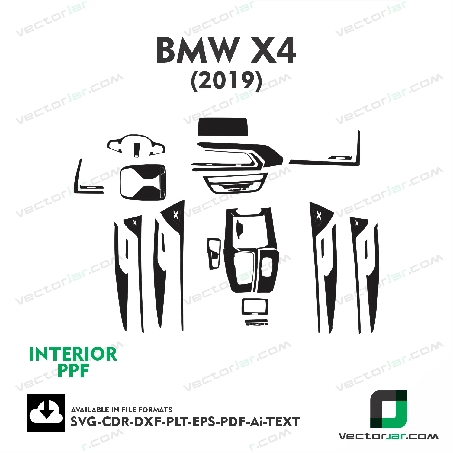 BMW X4 2019 interior PPF and wrap template