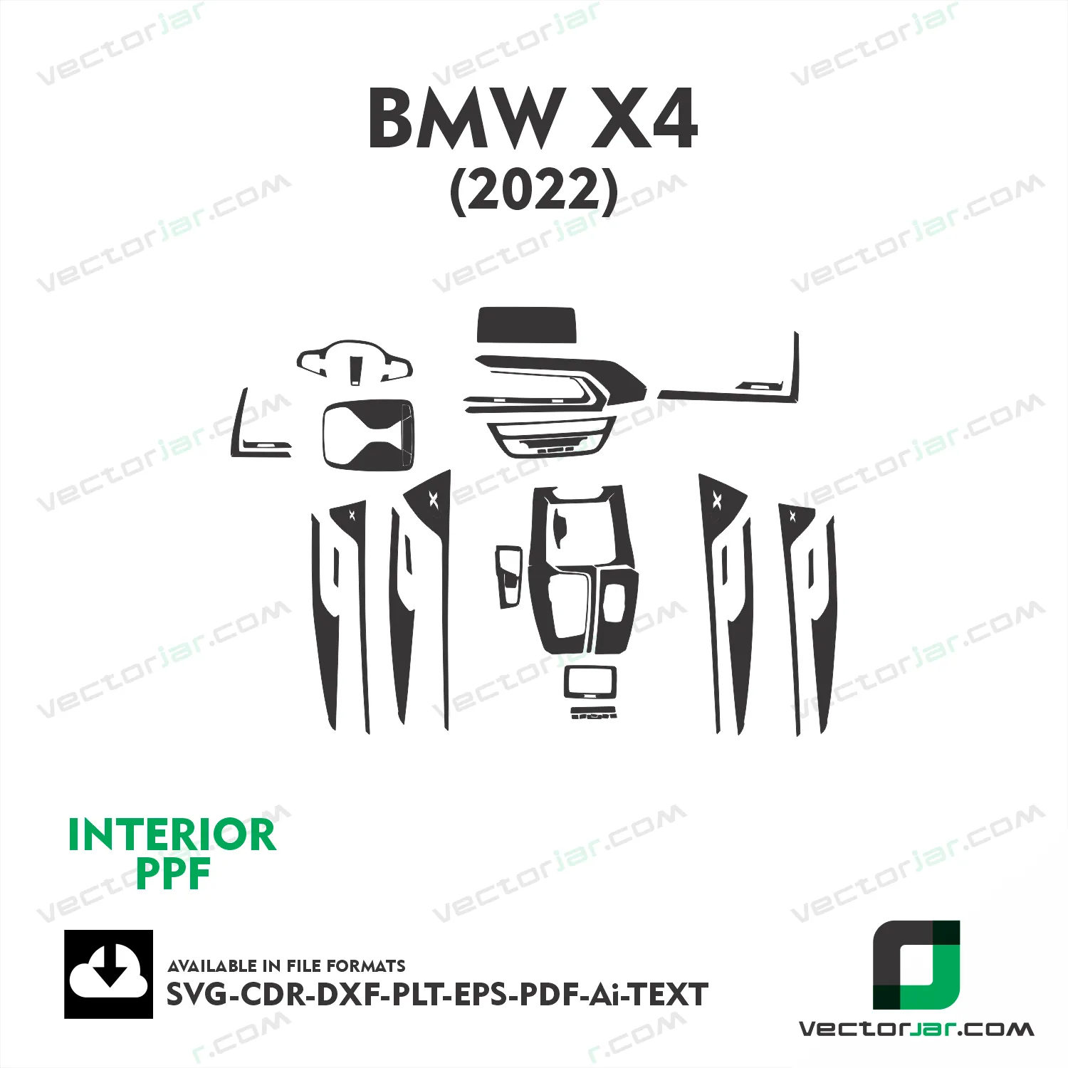 BMW X4 2022 interior PPF and wrap template