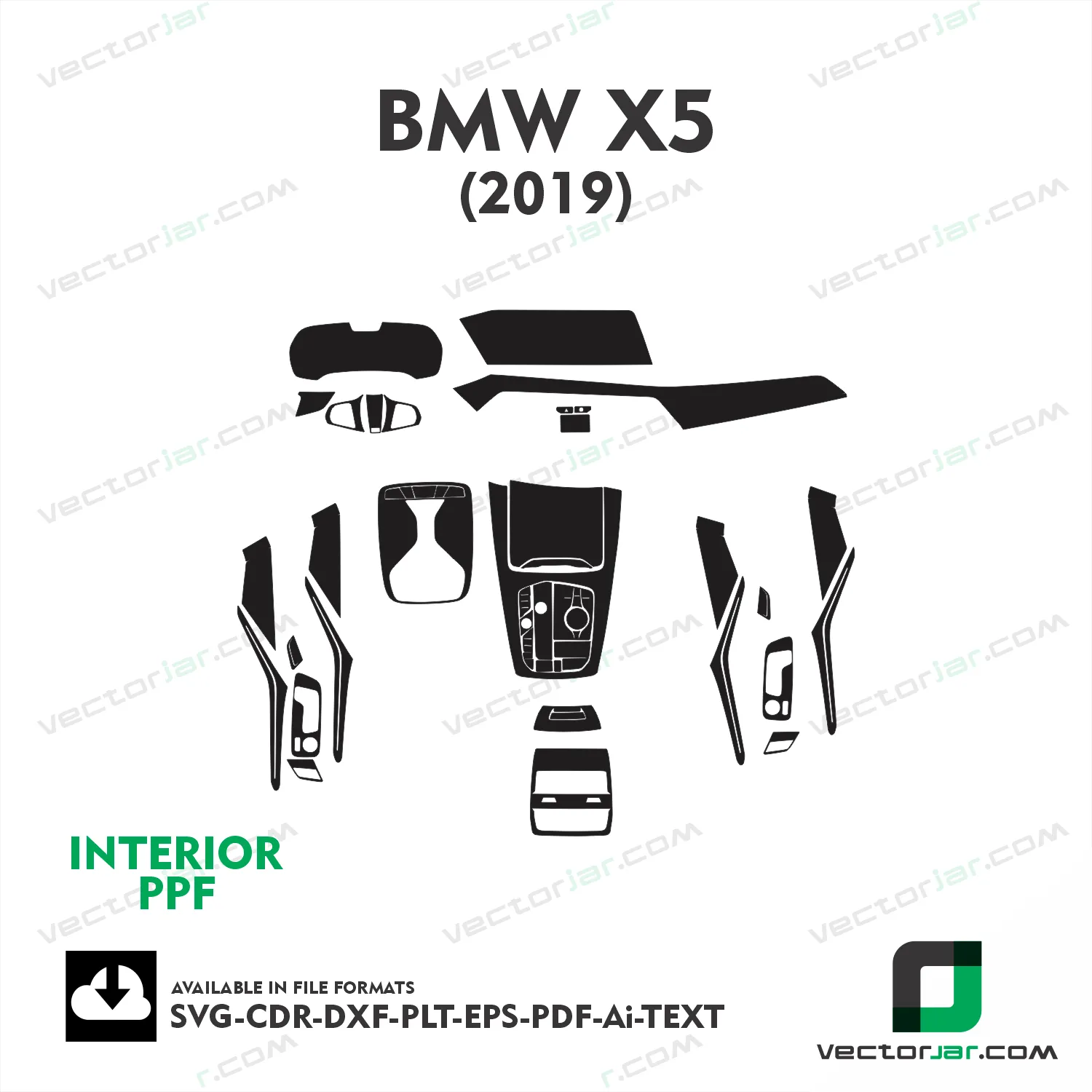 BMW X5 2019 interior PPF and wrap template