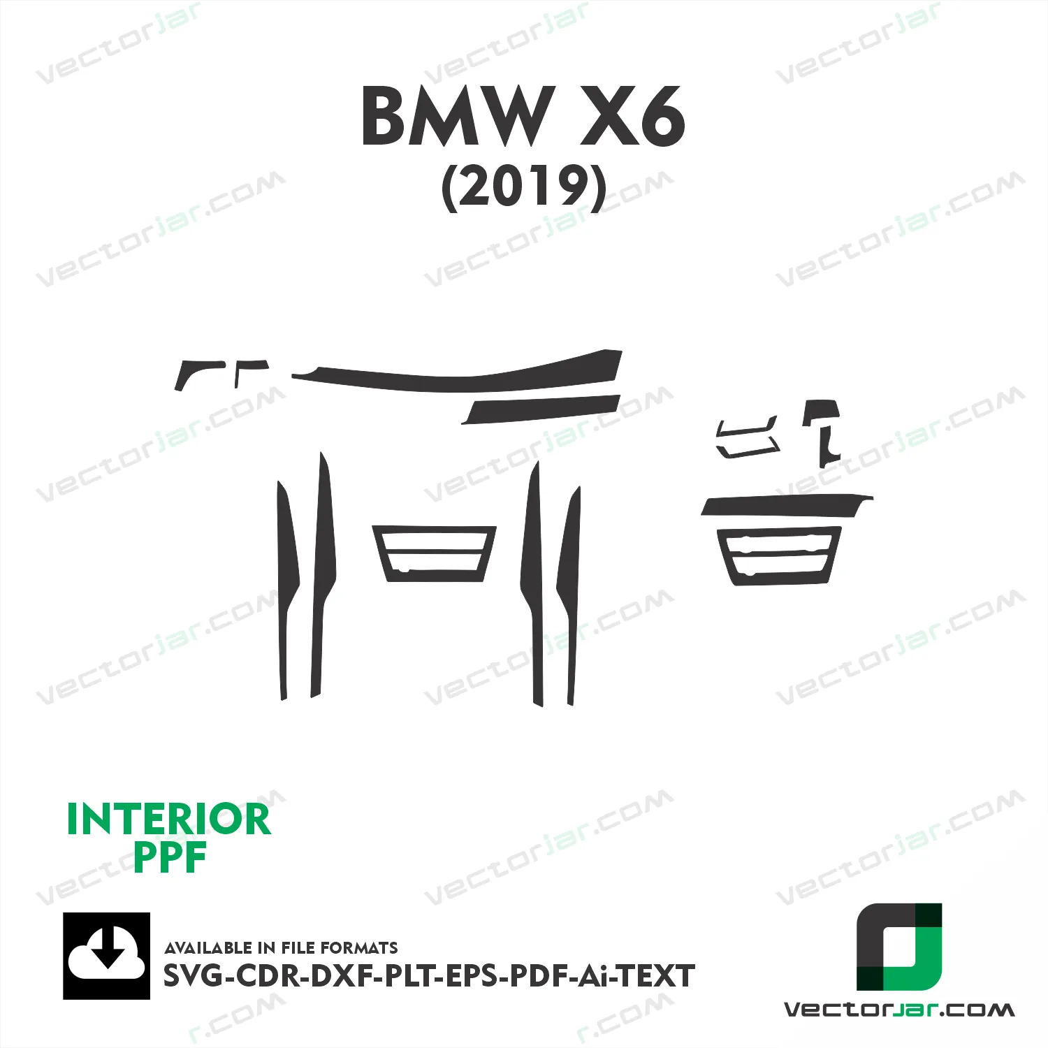 BMW X6 2019 interior PPF and wrap template
