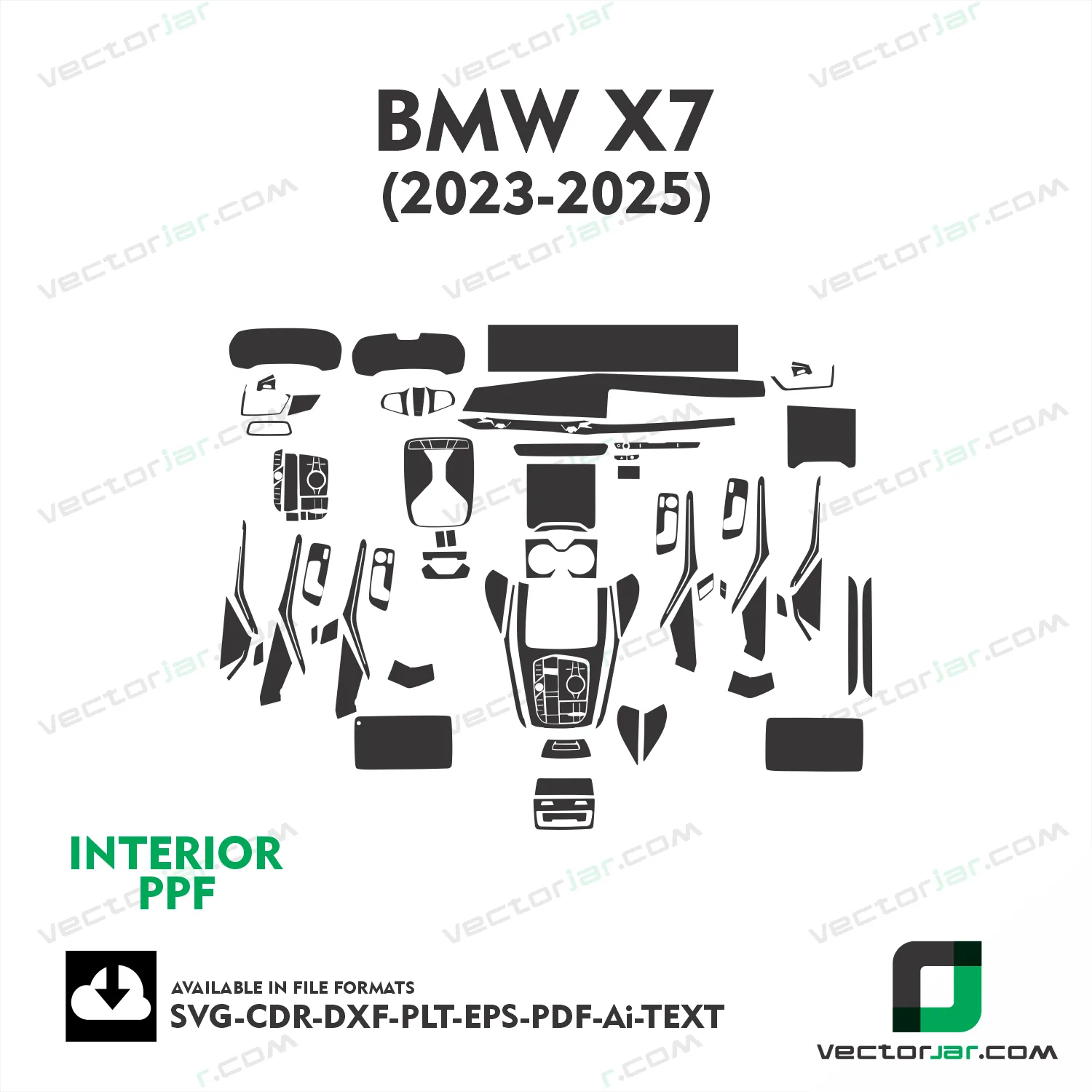 BMW X7 2023-2025 interior PPF and wrap template