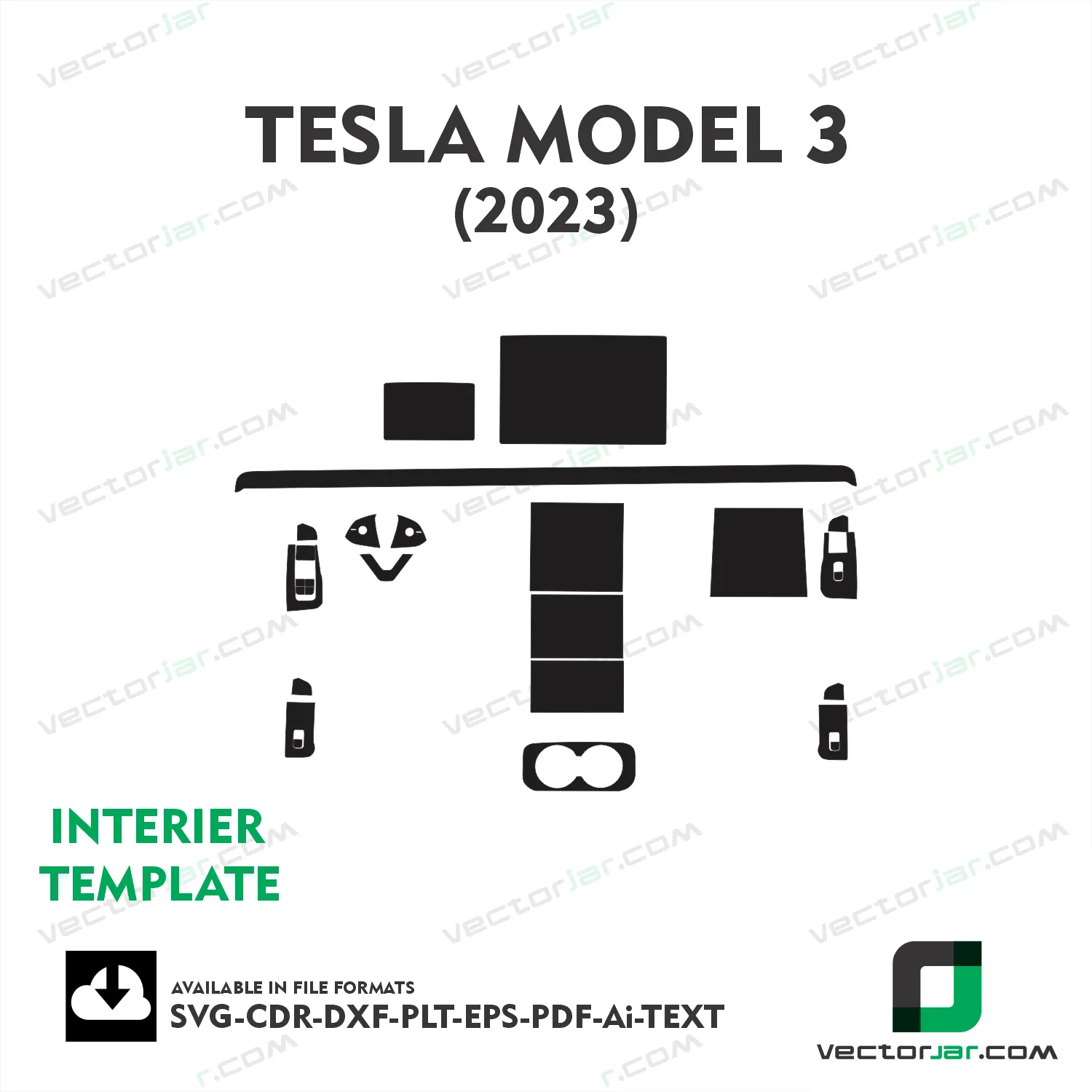 TESLA Model 3 2023 interior PPF and wrap template