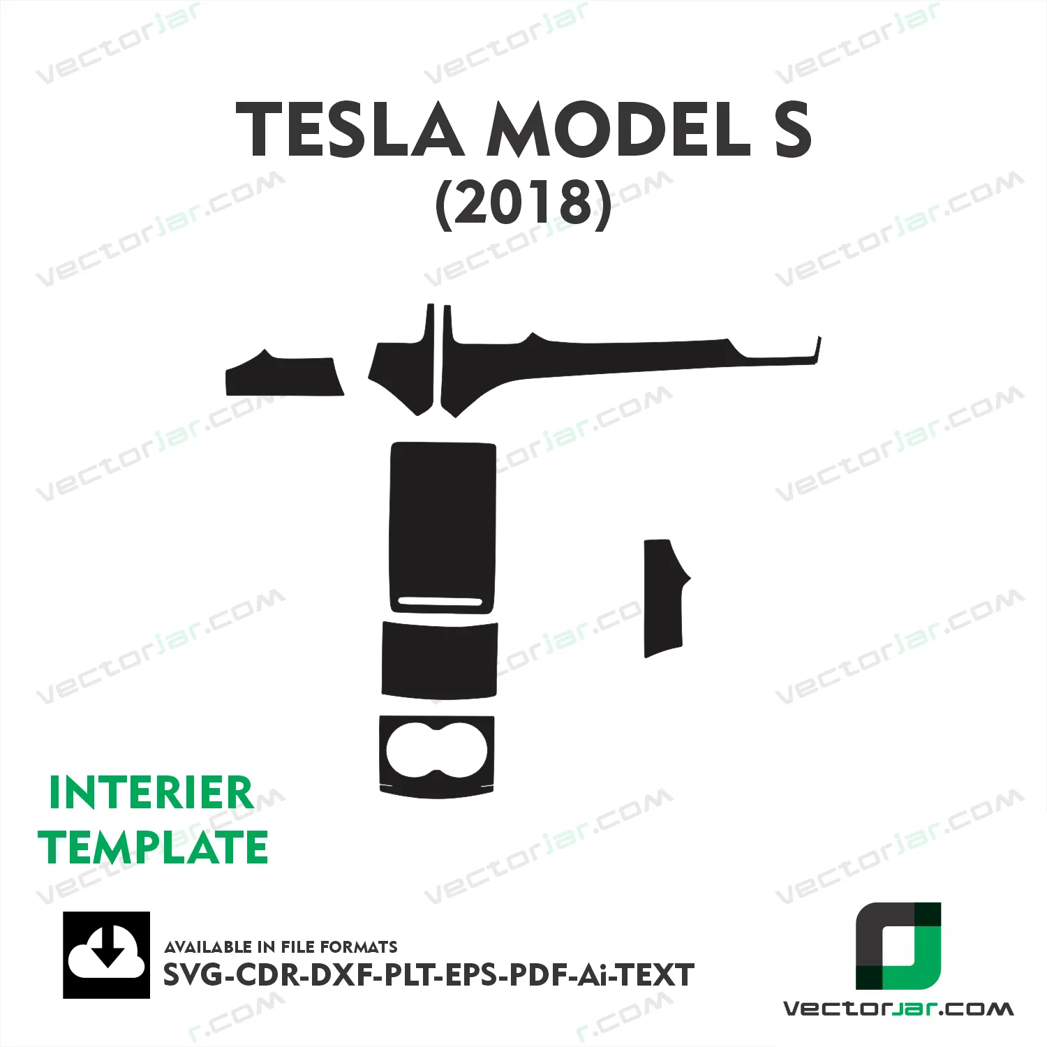 TESLA Model S 2018 interior PPF and wrap template