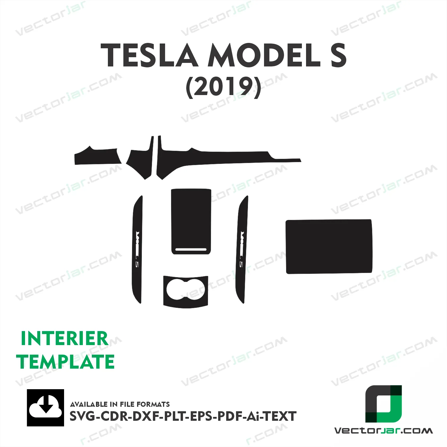 TESLA Model S 2019 interior PPF and wrap template