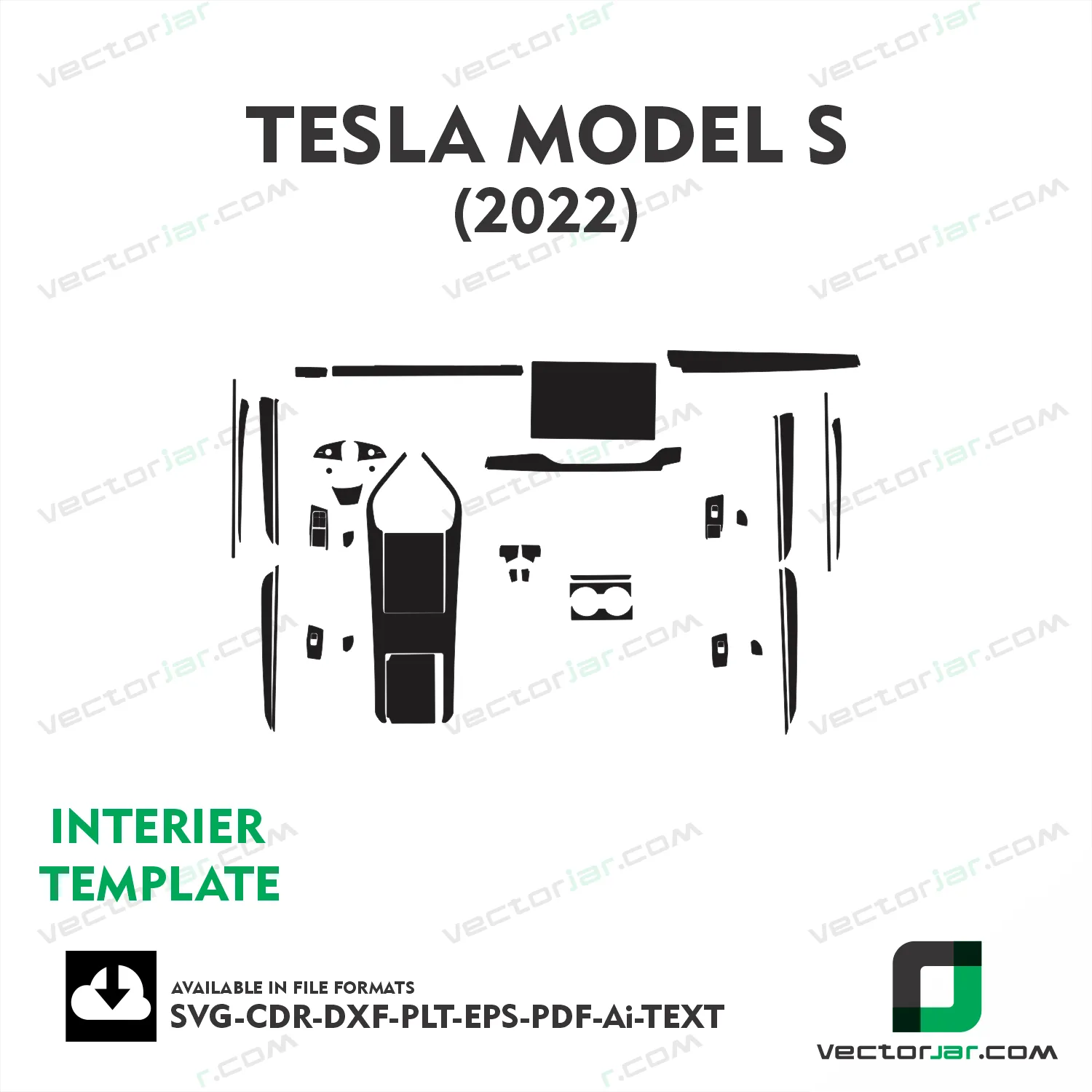 TESLA Model S 2022 interior PPF and wrap template