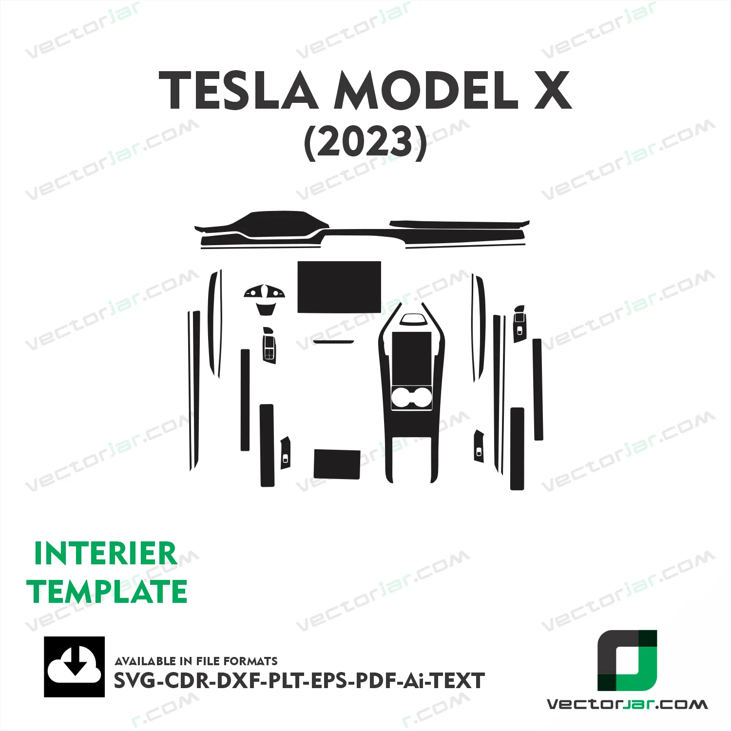 TESLA Model X 2023 interior PPF and wrap template