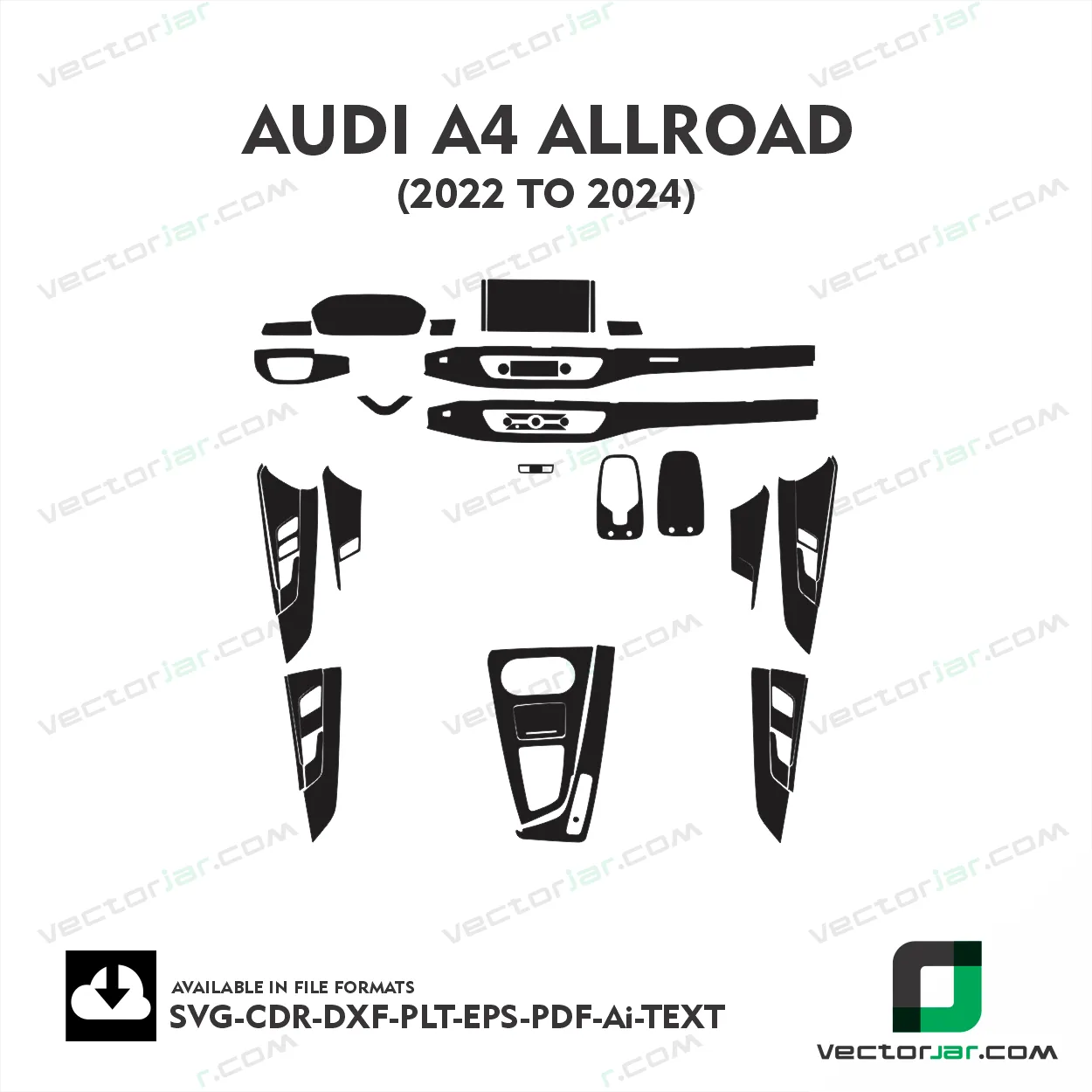 Audi A4 Allroad 2022 TO 2024 interior PPF and wrap template vector
