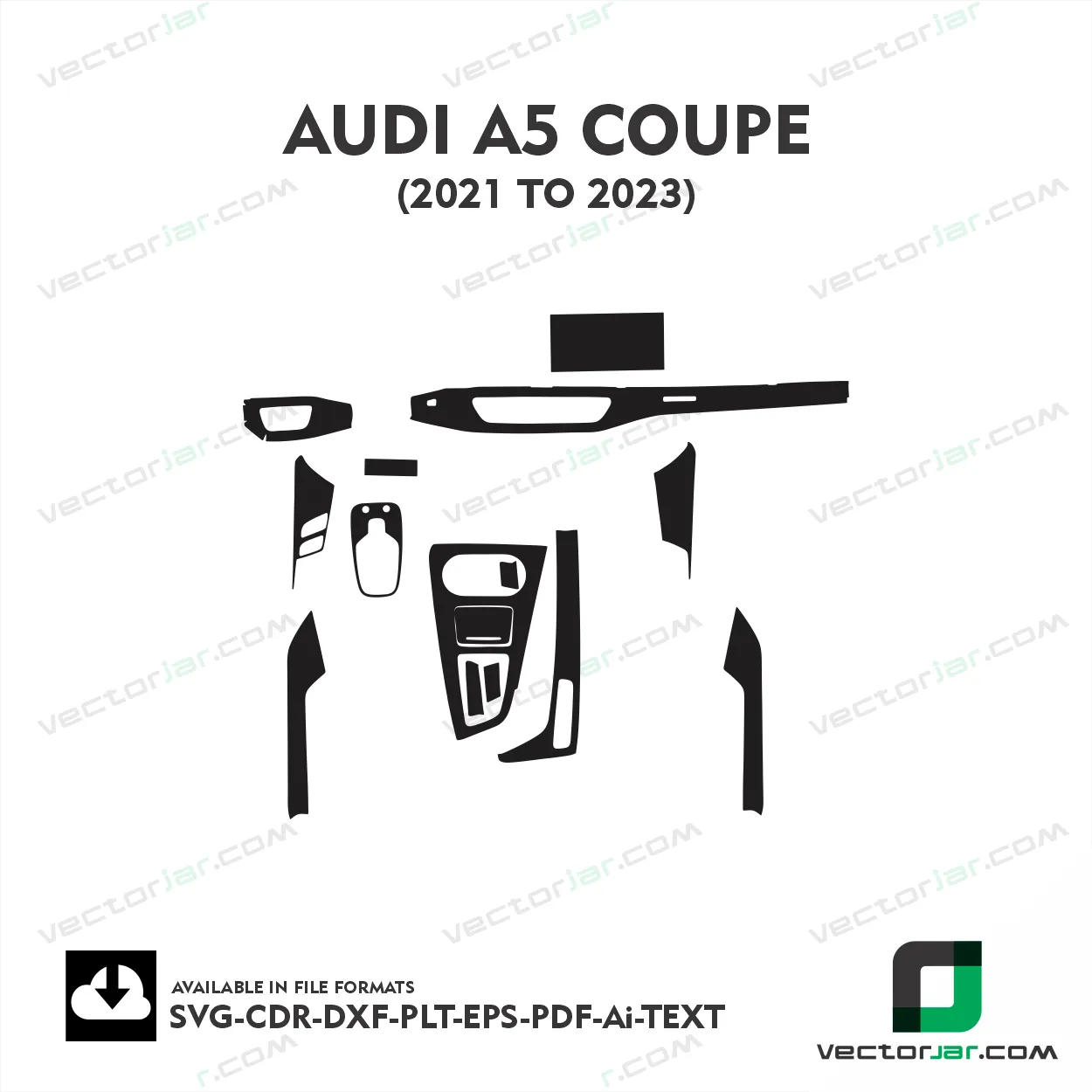 Audi A5 Coupe 2021TO 2023 interior PPF and wrap template vector